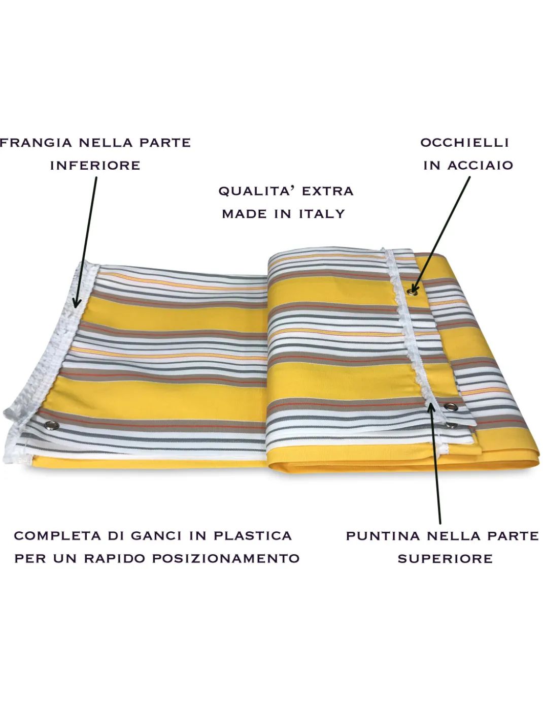 TENDA Sole da ESTERNO Giardino BALCONE Righino GIALLO Confezionata