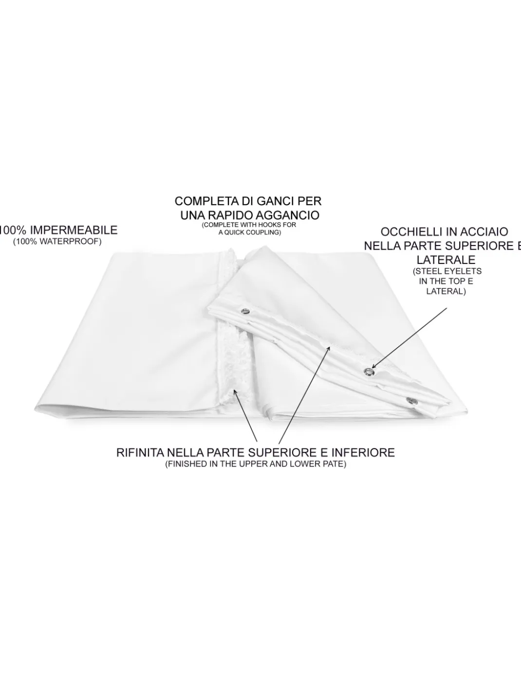 TENDA SOLE VERTIGO da esterno GIARDINO balcone BIANCO UNITO impermeabile e idrorepellente