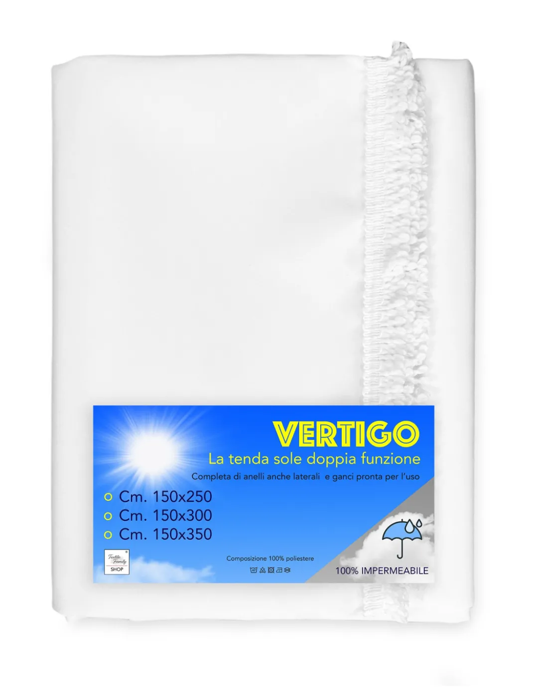 TENDA SOLE VERTIGO da esterno GIARDINO balcone BIANCO UNITO impermeabile e idrorepellente
