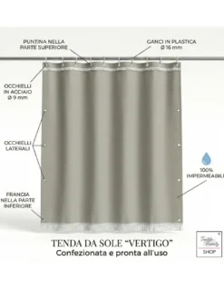 TENDA SOLE VERTIGO da esterno GIARDINO balcone GRIGIO UNITO impermeabile e idrorepellente