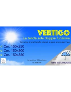 TENDA SOLE VERTIGO da esterno GIARDINO balcone GRIGIO UNITO impermeabile e idrorepellente
