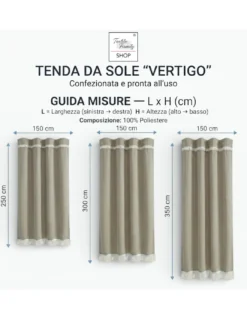 TENDA SOLE VERTIGO da esterno GIARDINO balcone RIGHINO GIALLO e MARRONE impermeabile e idrorepellente