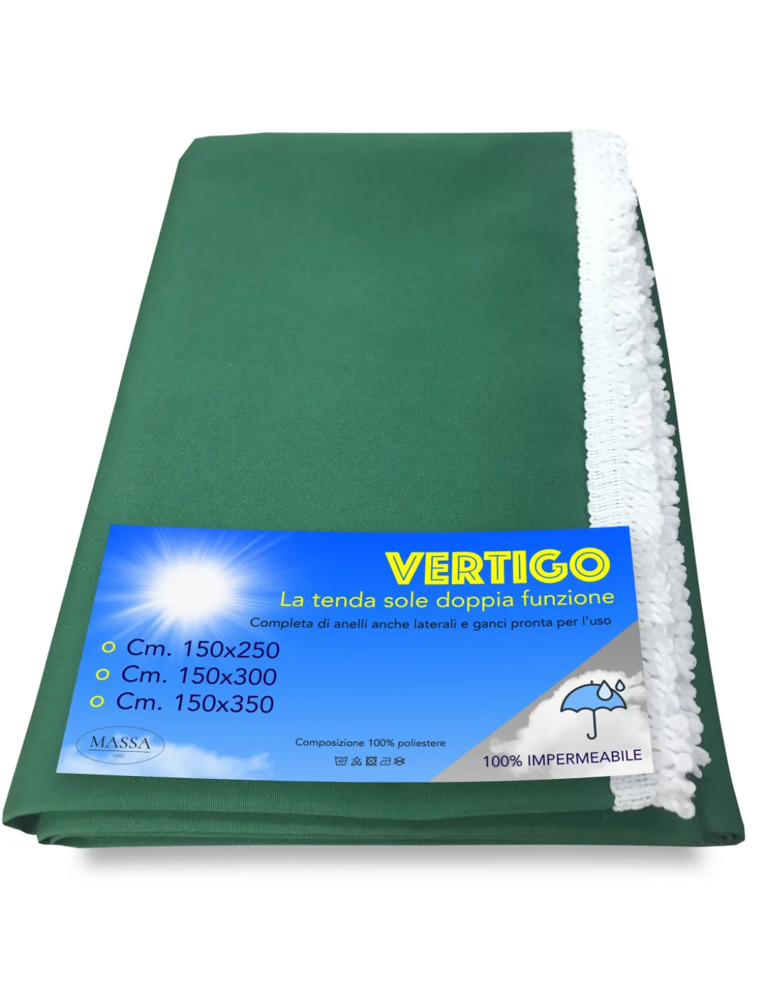 TENDA SOLE VERTIGO da esterno GIARDINO balcone VERDE UNITO impermeabile e idrorepellente