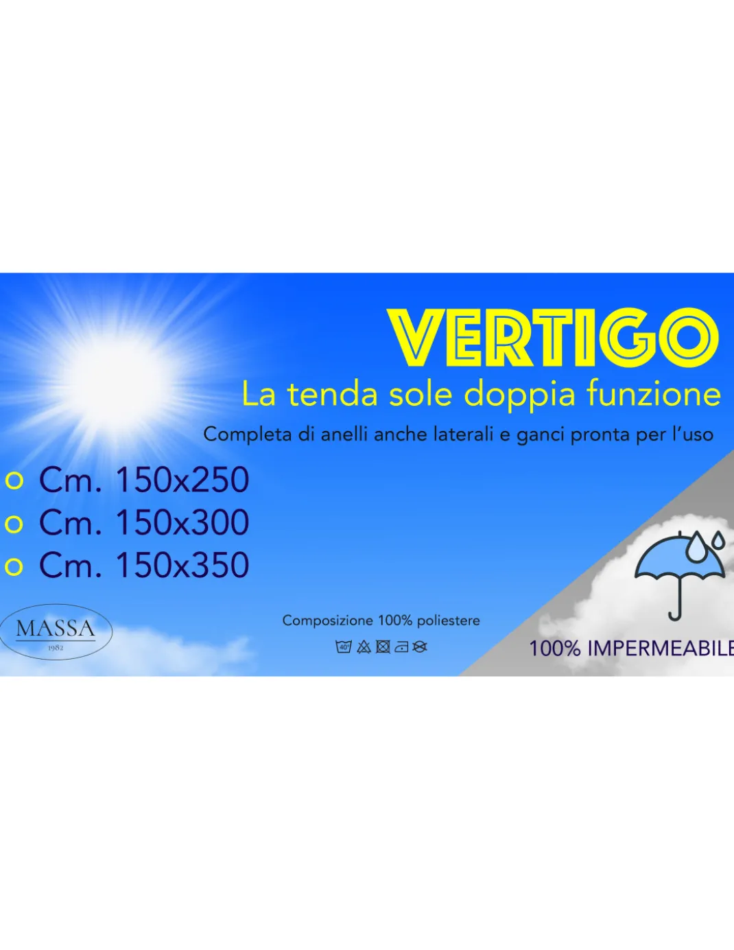 TENDA SOLE VERTIGO da esterno GIARDINO balcone RIGHINO MARRONE impermeabile e idrorepellente