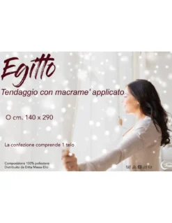 TENDA tendaggio EGITTO con PIZZO macramè grigio cm. 140x290