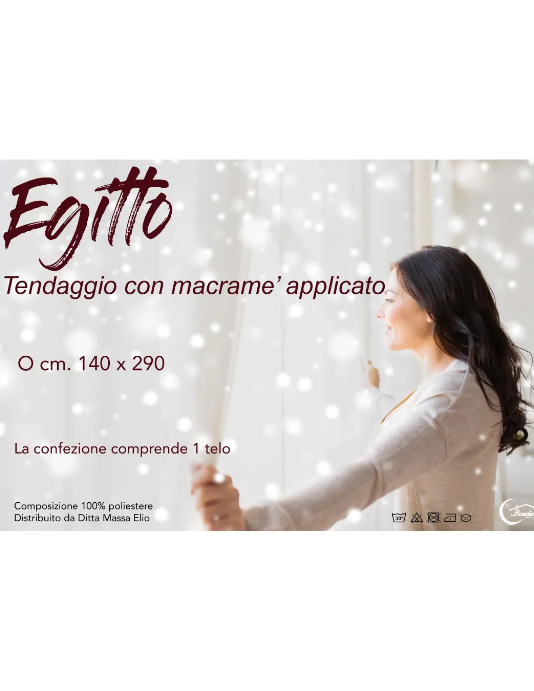 TENDA tendaggio EGITTO con PIZZO macramè grigio cm. 140x290