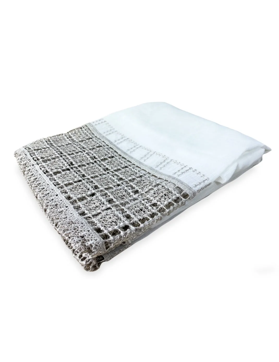 TENDA tendaggio EGITTO con PIZZO macramè grigio cm. 140x290