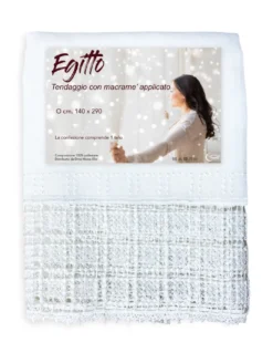 TENDA tendaggio EGITTO con PIZZO macramè bianco cm. 140x290