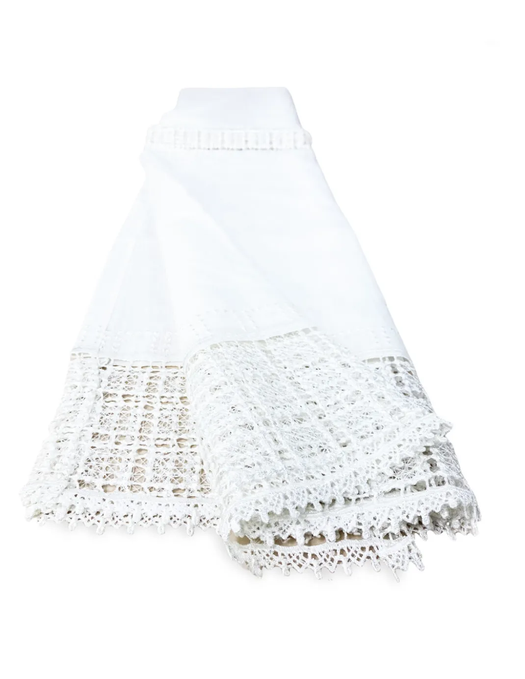 TENDA tendaggio EGITTO con PIZZO macramè bianco cm. 140x290