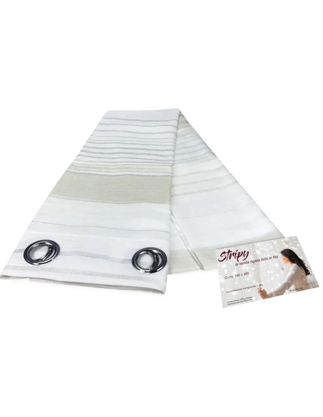TENDA TENDAGGIO STRIPY panna CM. 140X280 CONFEZIONATA