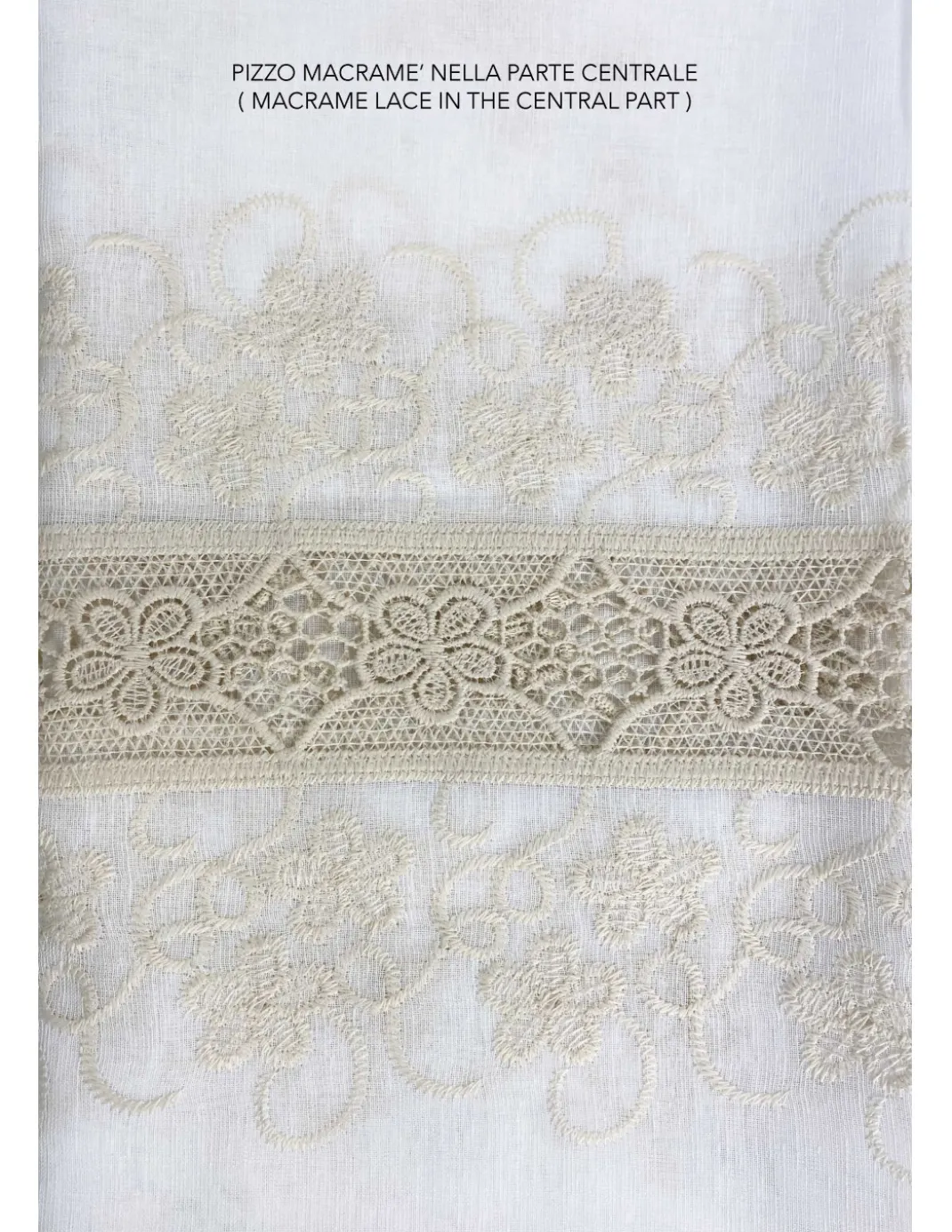TENDA tendone PIZZO MACRAMÈ FIORE beige CM.140X280 confezionata