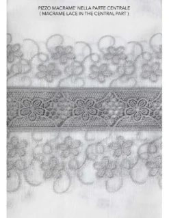 TENDA tendone PIZZO MACRAMÈ FIORE grigio CM.140X280 confezionata