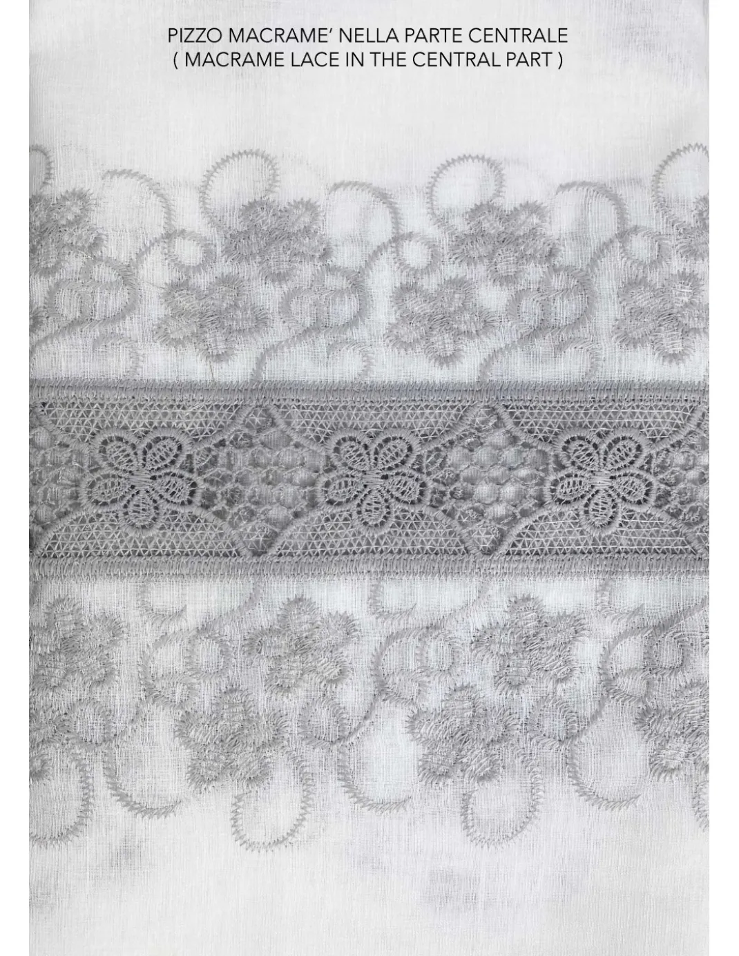 TENDA tendone PIZZO MACRAMÈ FIORE grigio CM.140X280 confezionata