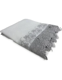 TENDA tendone PIZZO MACRAMÈ FIORE grigio CM.140X280 confezionata