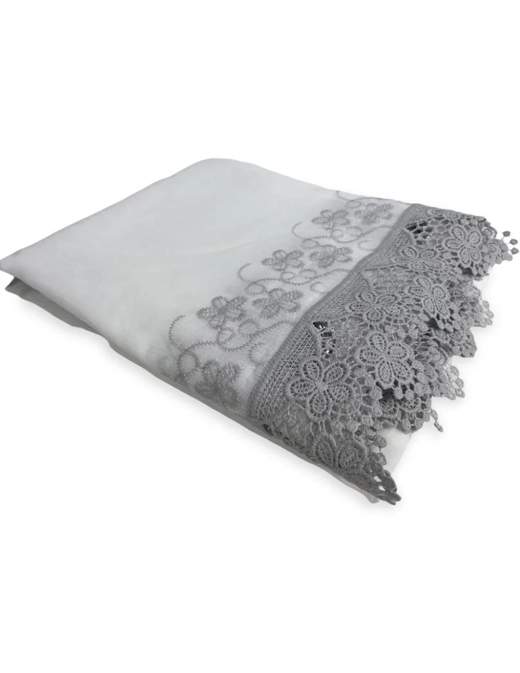 TENDA tendone PIZZO MACRAMÈ FIORE grigio CM.140X280 confezionata