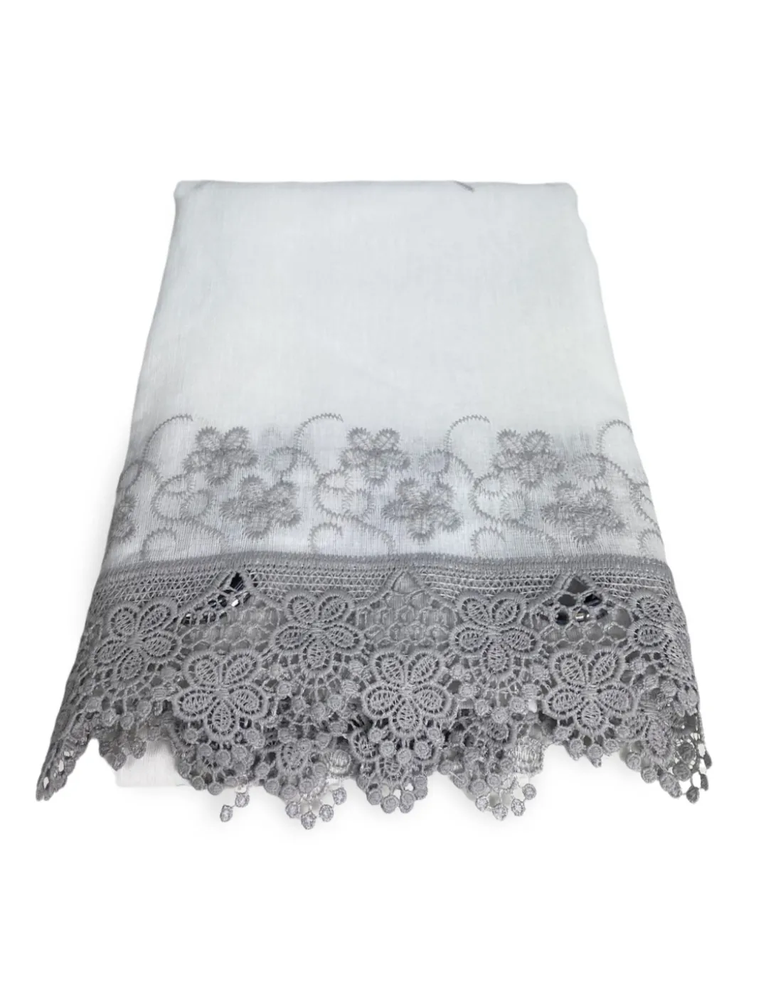 TENDA tendone PIZZO MACRAMÈ FIORE grigio CM.140X280 confezionata