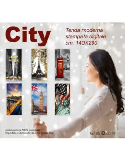TENDA tendone TENDAGGIO CITY confezionata cm. 140x290 LONDRA Telephone Notte