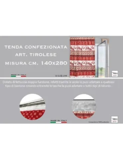 TENDA TIROLESE ROSSA in stile montanaro CM. 180X280 MADE IN ITALY
