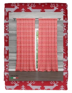 TENDA TIROLESE ROSSA MAGLIA cm.160X300 confezionata MADE in ITALY misto lino