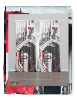 TENDA VENEZIA PONTE INNAMORATI cm.160X300 confezionata MADE in ITALY misto lino