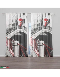 TENDA VENEZIA PONTE INNAMORATI cm.160X300 confezionata MADE in ITALY misto lino