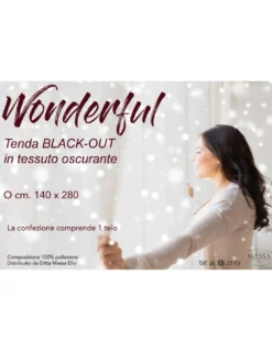 TENDA WONDERFUL in tinta unita MARRONE cm. 140X280 BLACK OUT confezionata