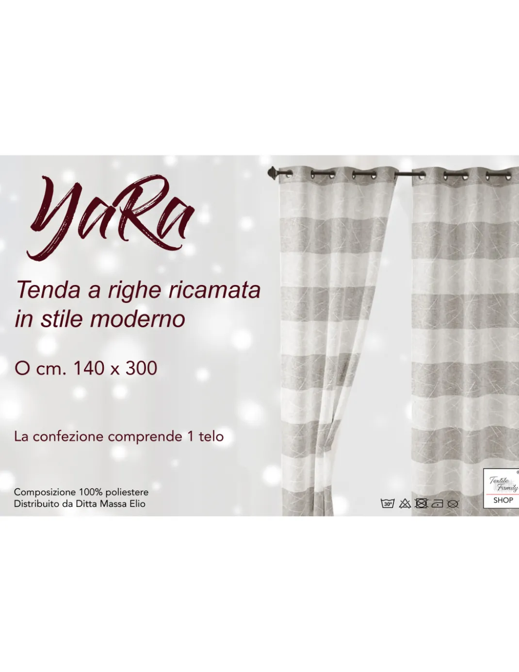 Tenda Yara Beige Ricamata - Pannello Moderno 140x300 cm Poliestere - Effetto Lino, Trasparente, Occhielli Metallo