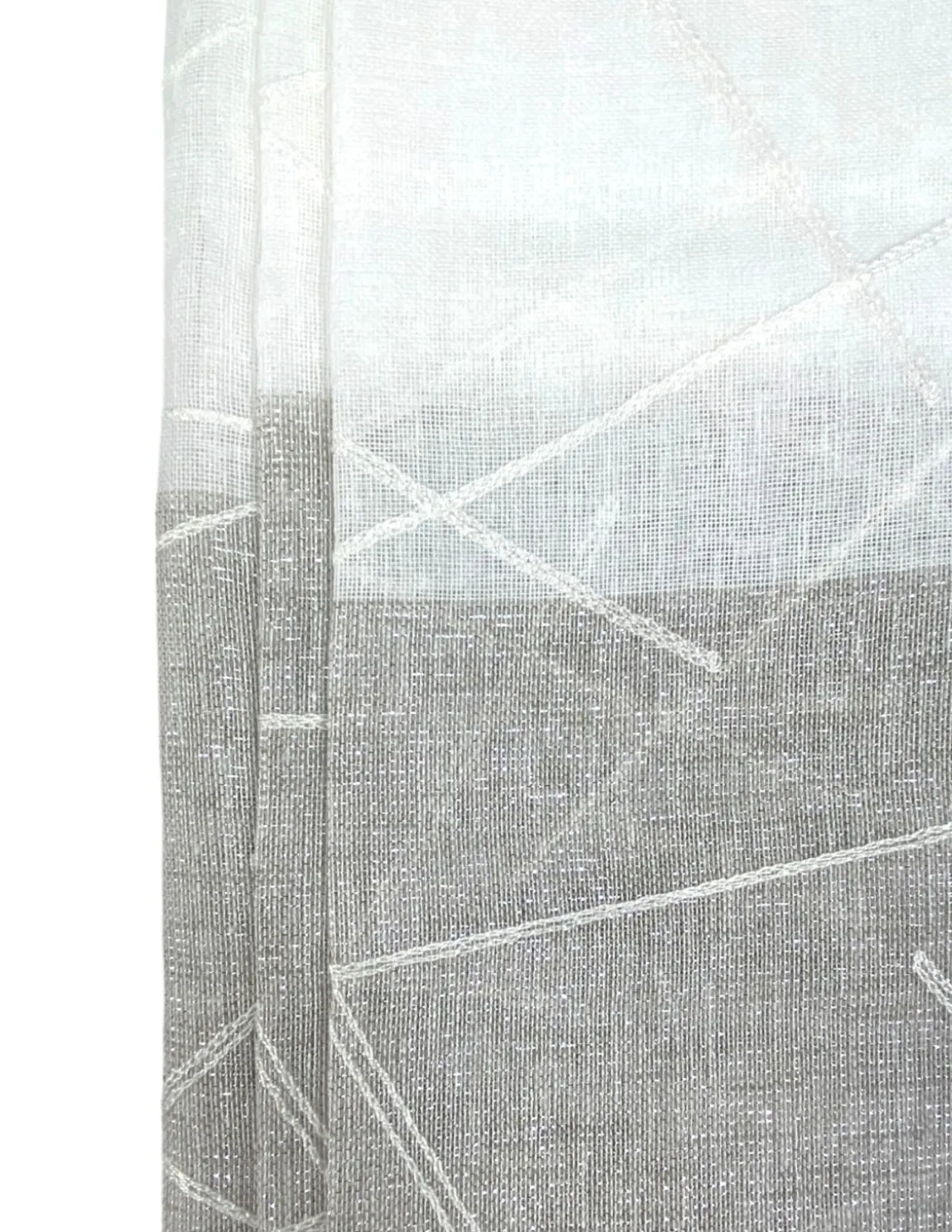 Tenda Yara Beige Ricamata - Pannello Moderno 140x300 cm Poliestere - Effetto Lino, Trasparente, Occhielli Metallo