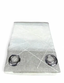 Tenda Yara Beige Ricamata - Pannello Moderno 140x300 cm Poliestere - Effetto Lino, Trasparente, Occhielli Metallo