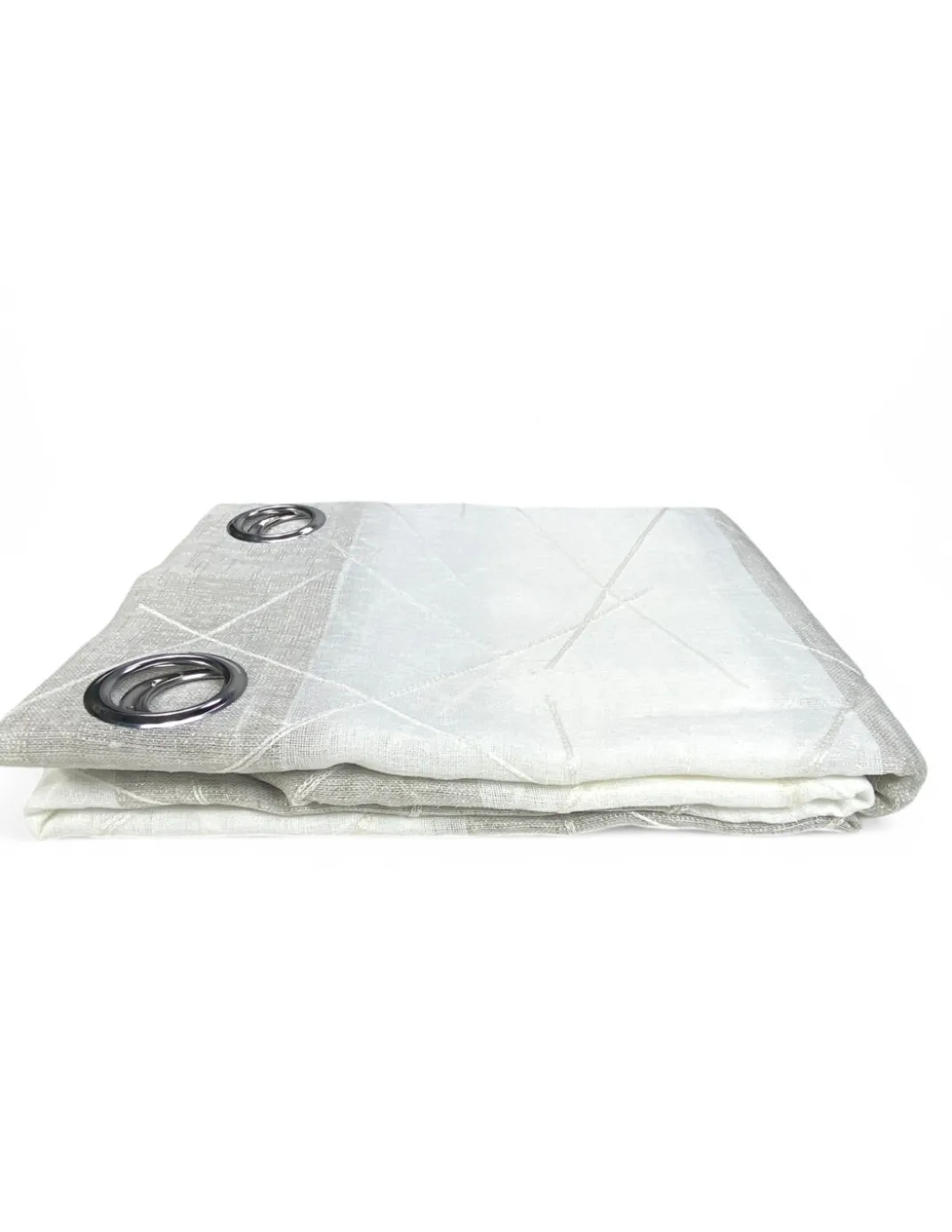 Tenda Yara Beige Ricamata - Pannello Moderno 140x300 cm Poliestere - Effetto Lino, Trasparente, Occhielli Metallo