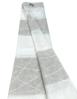 Tenda Yara Beige Ricamata - Pannello Moderno 140x300 cm Poliestere - Effetto Lino, Trasparente, Occhielli Metallo