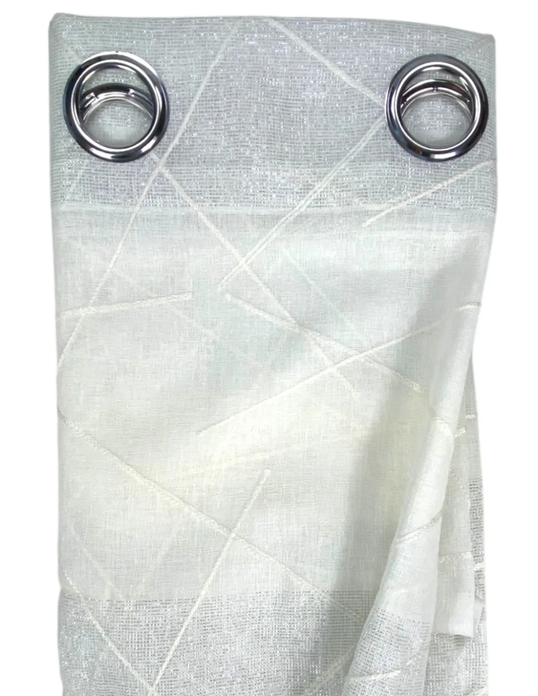 Tenda Yara Bianca Ricamata - Pannello Moderno 140x300 cm Poliestere - Effetto Lino, Trasparente, Occhielli Metallo