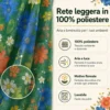 Tenda Zanzariera Floreale Verde 150x250 cm per Porta Finestra, Rete Anti Insetti 100% Poliestere con Occhielli e Ganci