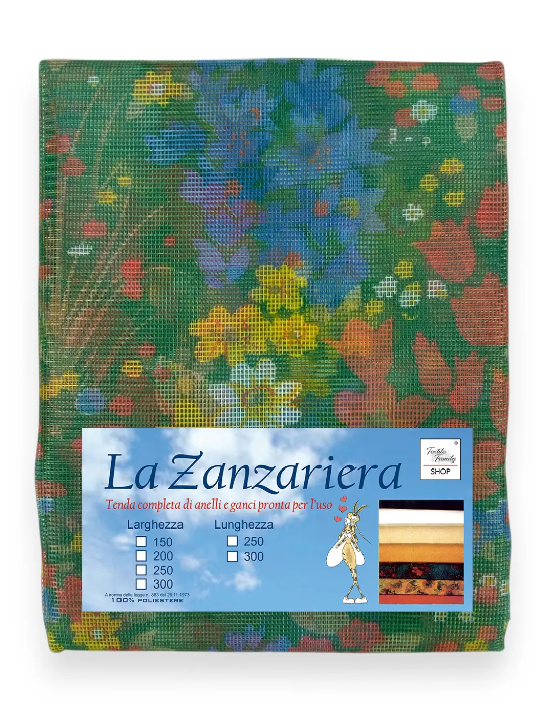 Tenda Zanzariera Floreale Verde 150x250 cm per Porta Finestra, Rete Anti Insetti 100% Poliestere con Occhielli e Ganci