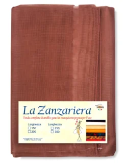 Tenda Zanzariera Marrone Unito - Rete Marquisette Fitta 100% Poliestere - Occhielli Acciaio, Pronta all'Uso, Made in Italy