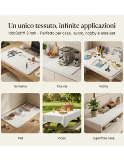 Tessuto Impermeabile Spugna Cotone PVC 3mm - Coprimaterasso, Salva Divano, Protezione Culla e Pet - Made in Italy