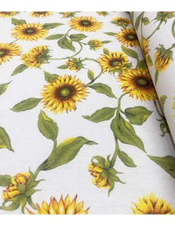 TESSUTO tenda SOLE STAMPATO con GIRASOLI e VERDE UNITO da un Lato da esterno GIARDINO balcone A METRO altezza cm. 300