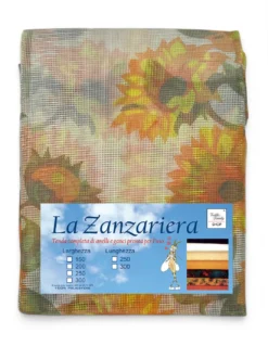 Tex Family Tenda Zanzariera Girasoli 150x250 cm, Rete Anti Insetti 100% Poliestere, Occhielli Acciaio, Ganci Inclusi