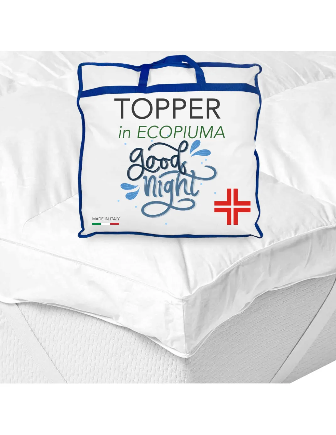 TOPPER per Materasso ANALLERGICO EFFETTO Piuma GOOD NIGHT in Microsfere Made in Italy