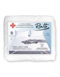 TOPPER RIALTO Per Materasso in Microfibra 500 Grammi al Metro Correttore Trapuntato spessore 5 cm. Anallergico Made in Italy