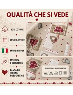 TOVAGLIA antimacchia RESINATA TORINO Tirolese HOLLY Rosso