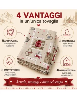 TOVAGLIA antimacchia RESINATA TORINO Tirolese HOLLY Rosso
