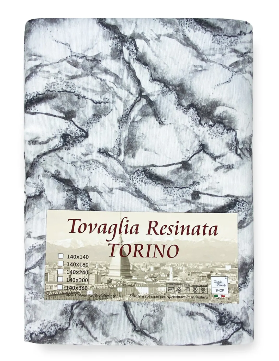 TOVAGLIA antimacchia RESINATA TORINO Effetto MARMO Marmorizzato Bianco