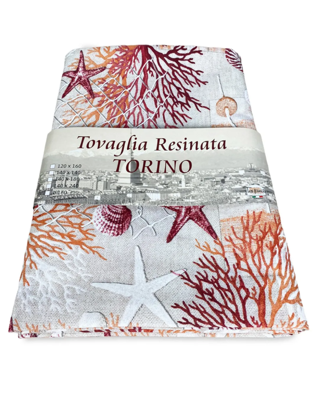 TOVAGLIA antimacchia RESINATA TORINO mare MARINO coralli ROSSO