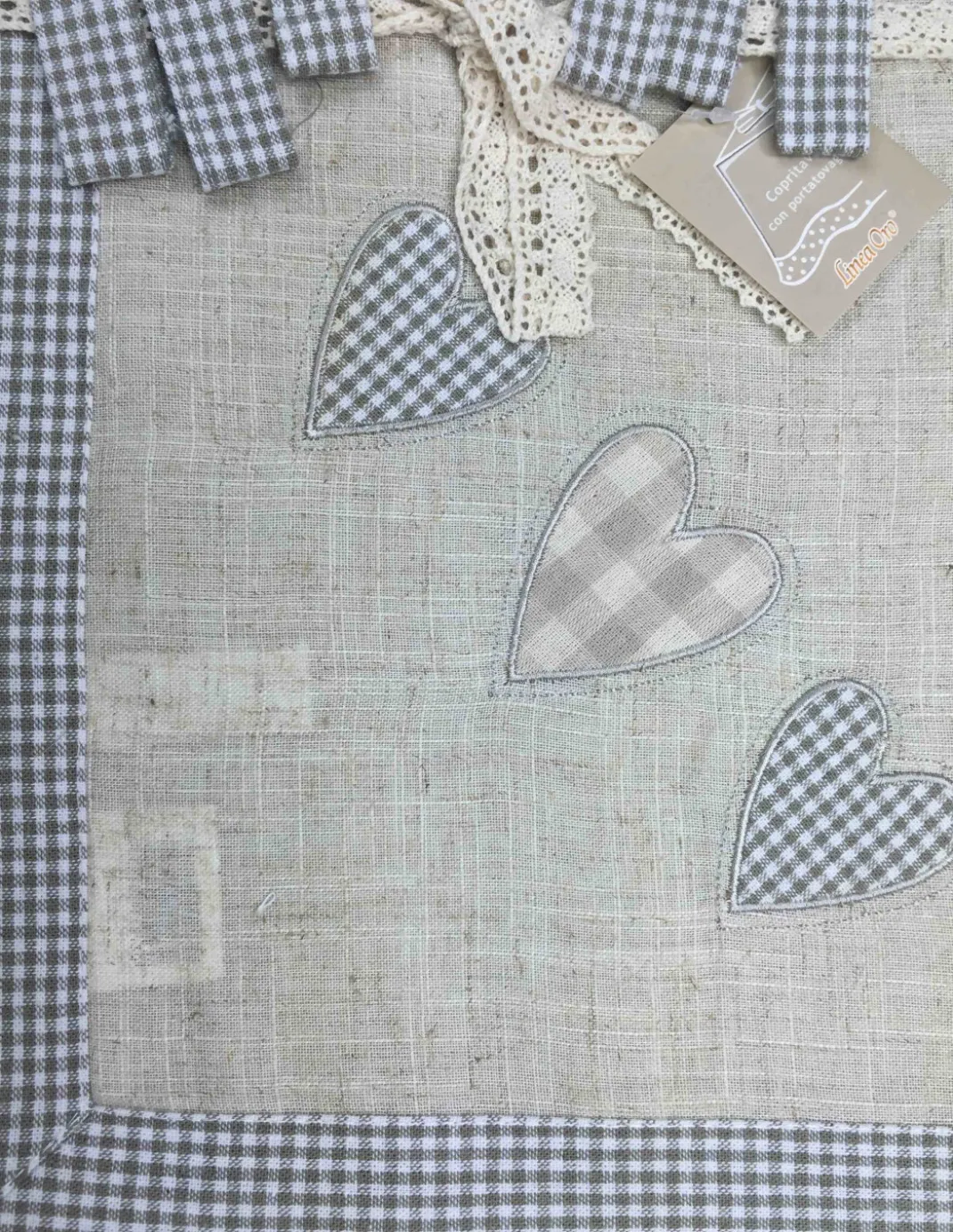 TOVAGLIA COPRITAVOLO TIROLESE MAGGIE CUORE BEIGE CON PORTATOVAGLIOLI