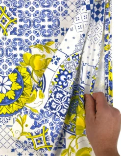 Tovaglia Cotone Sissi Fantasia Maiolica e Limoni - Stile Mediterraneo - Made in Italy