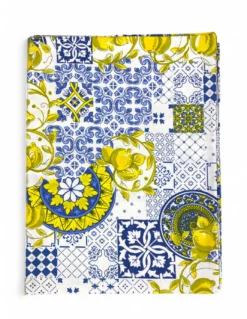 Tovaglia Cotone Sissi Fantasia Maiolica e Limoni - Stile Mediterraneo - Made in Italy