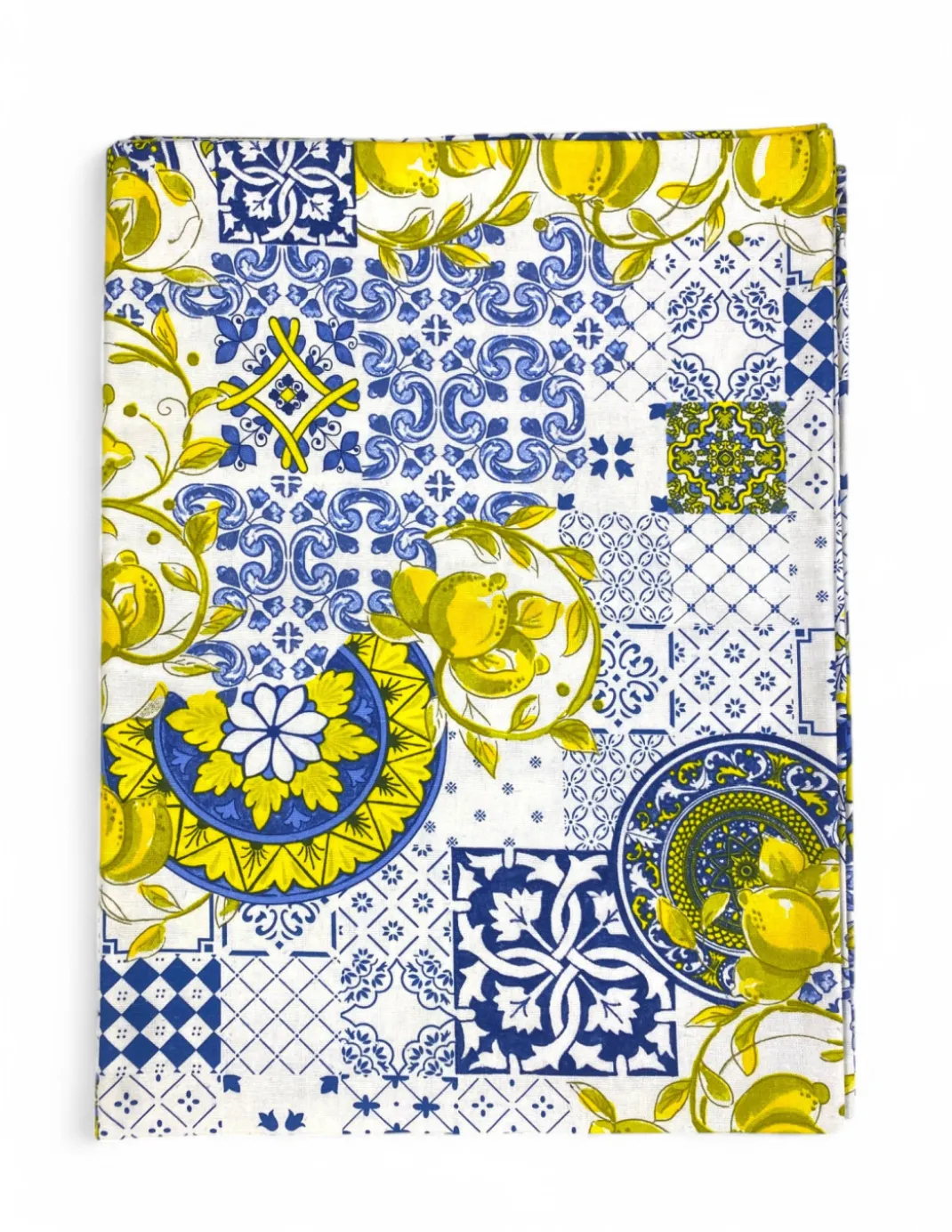 Tovaglia Cotone Sissi Fantasia Maiolica e Limoni - Stile Mediterraneo - Made in Italy