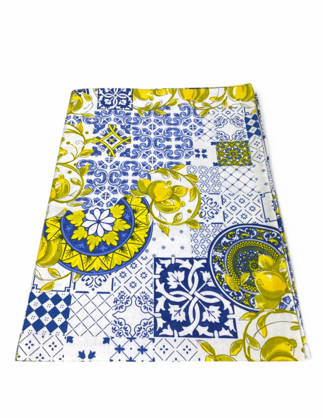 Tovaglia Cotone Sissi Fantasia Maiolica e Limoni - Stile Mediterraneo - Made in Italy