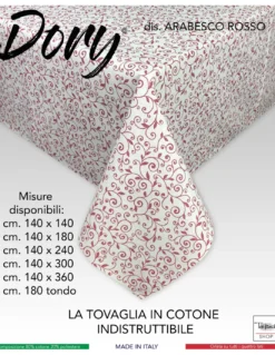 TOVAGLIA DORY arabesco ROSSO in cotone